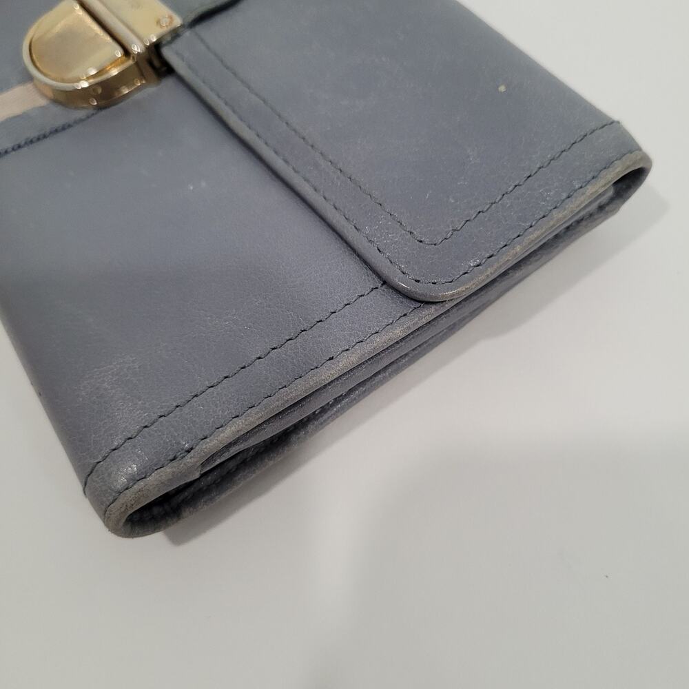 Bally Switzerland Wallet‎ Organizer Blue Large Leather Clutch Clasp Striped Logo - Picture 14 of 15